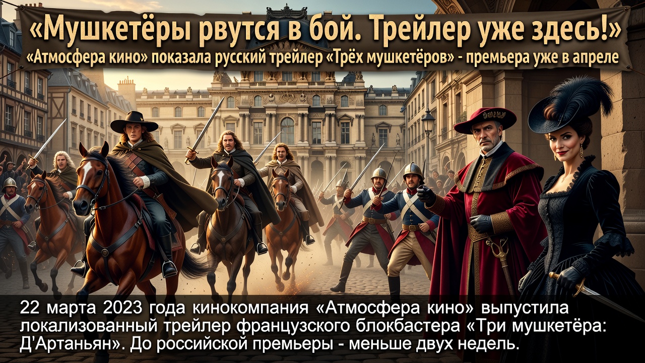 Мушкетёры рвутся в бой. Трейлер уже здесь!